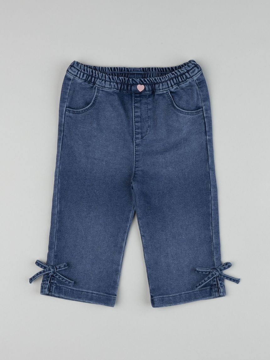 Pantaloni larghi bimba denim con vita elasticizzata