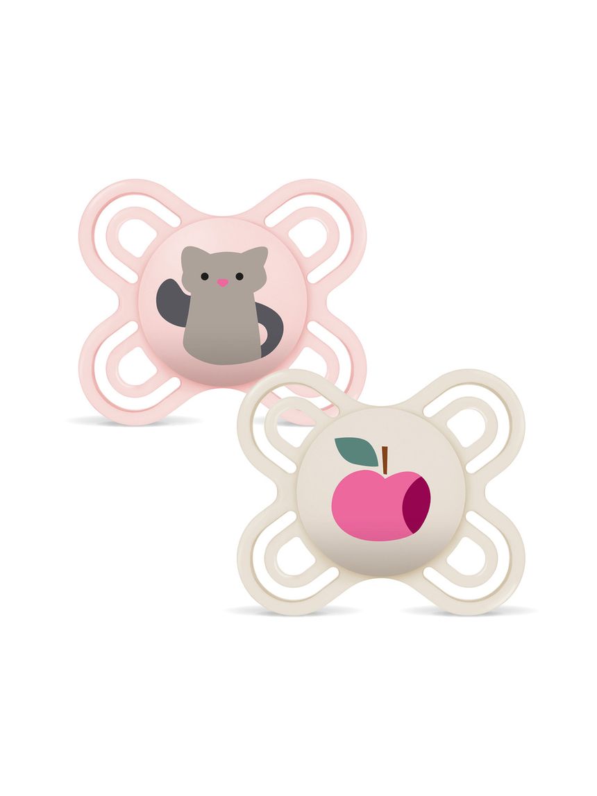 Mam perfect start confezione doppia succhietto 0-2 mesi (set da 2), ciuccio mam 0-2 mesi in silicone per un sano sviluppo orale, rosa/neutro
