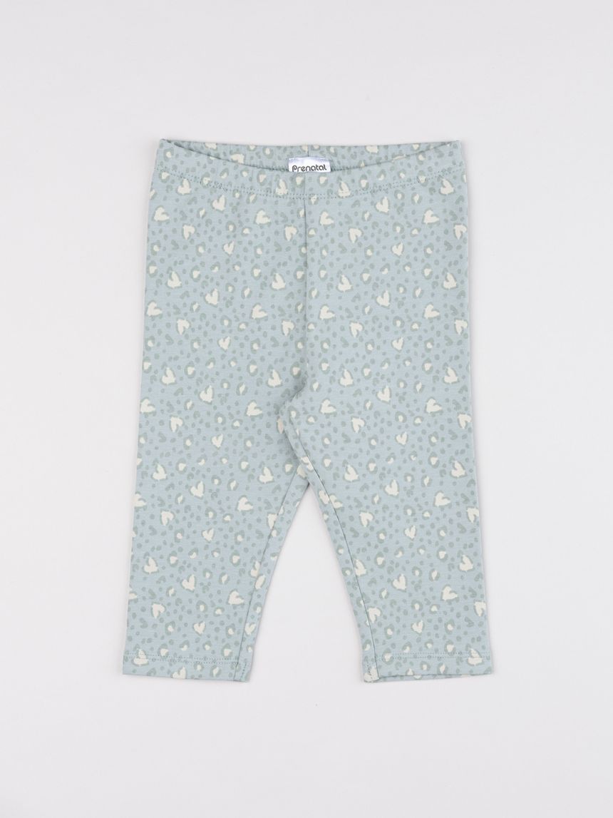 Leggings bimba verde chiaro fantasia cuori