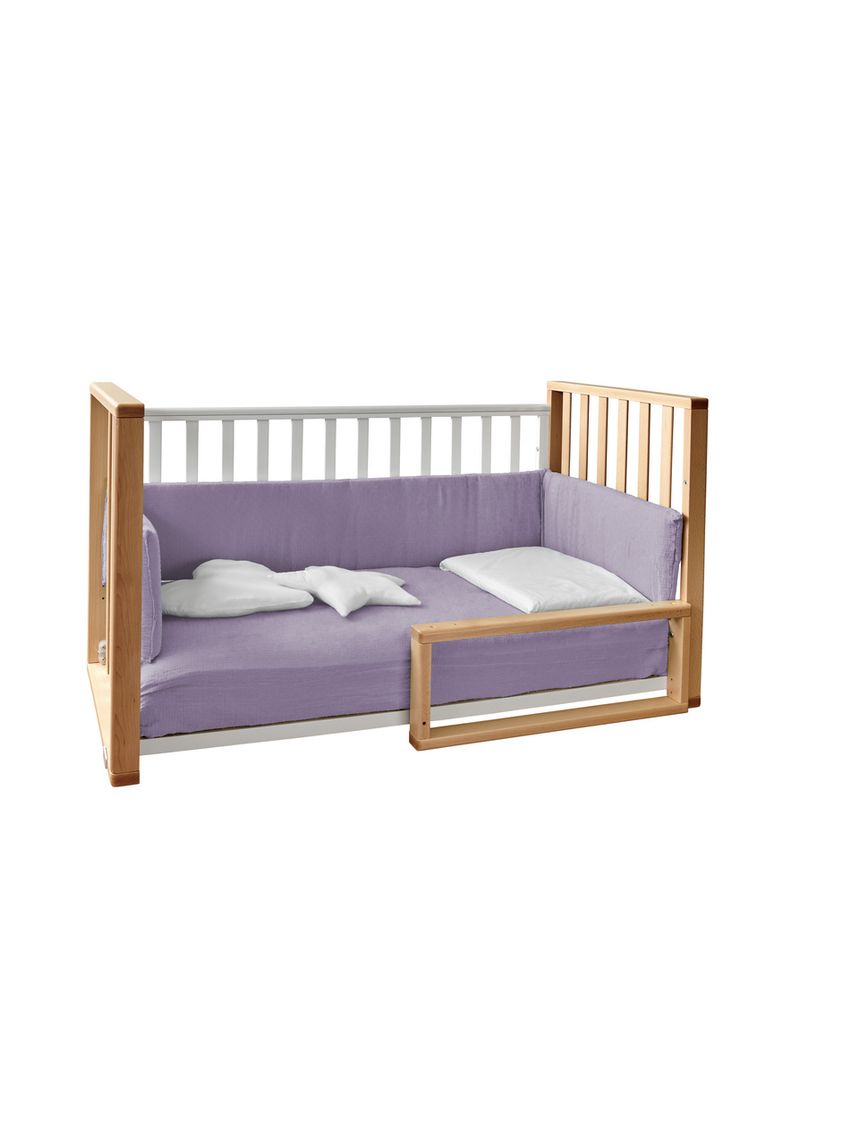 Letto infinito naturale-bianco con tessile muslin lilla - italbaby