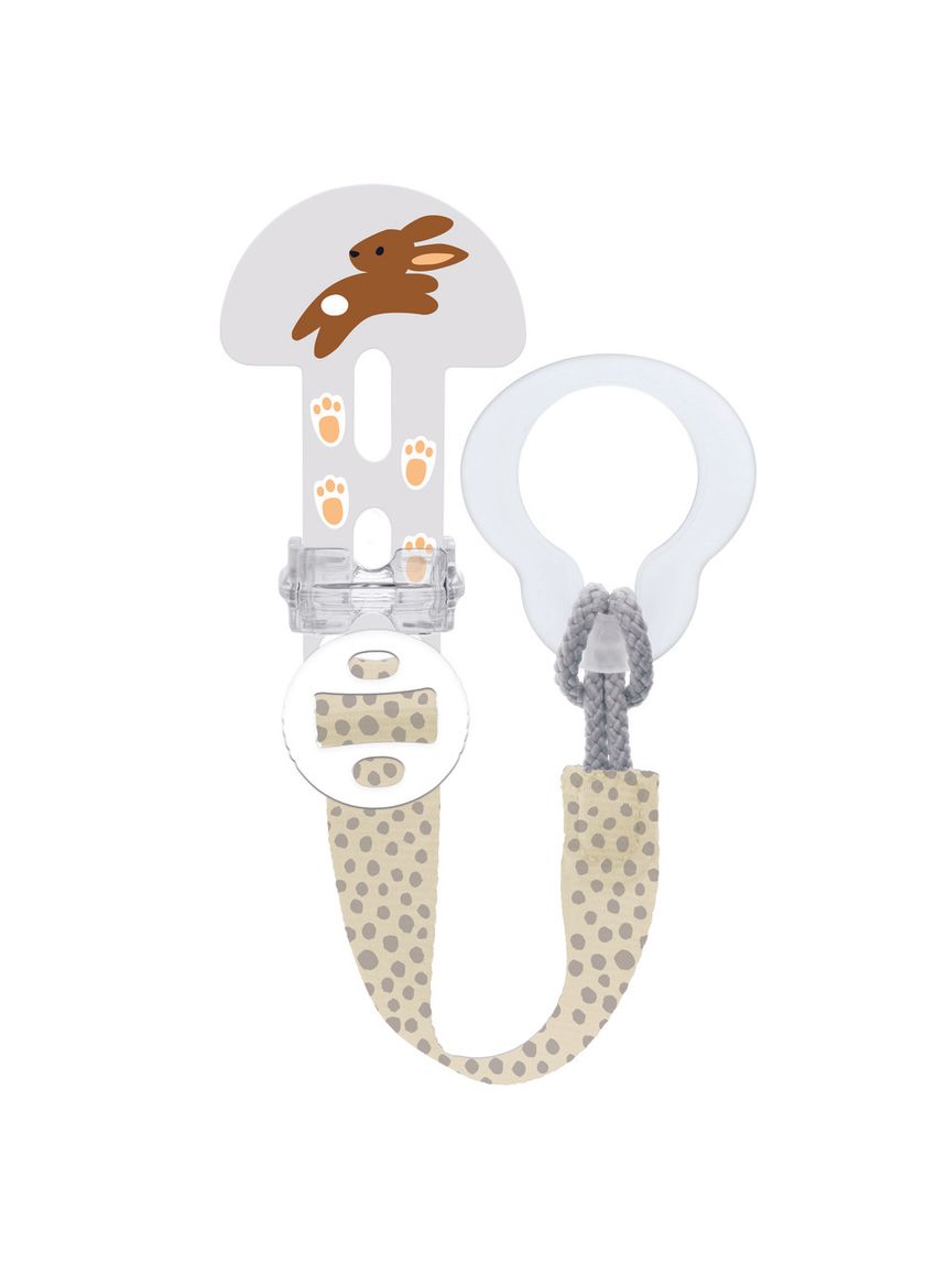 Mam clip it! & cover catenella portaciuccio, catenella ciuccio 0+ mesi regolabile con anello rimovibile e con salvasucchietto, neutro