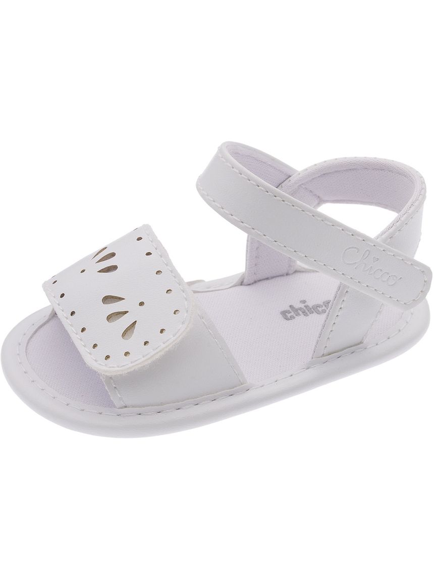 Sandalo elegante laserato neonata bianco - chicco numa