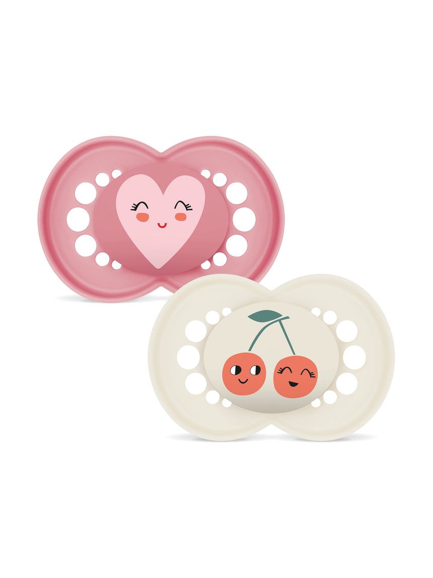 Mam original succhietto 6+ mesi (set da 2), ciuccio mam 6-16 mesi con tettarella ortodontica in silicone, rosa/neutro