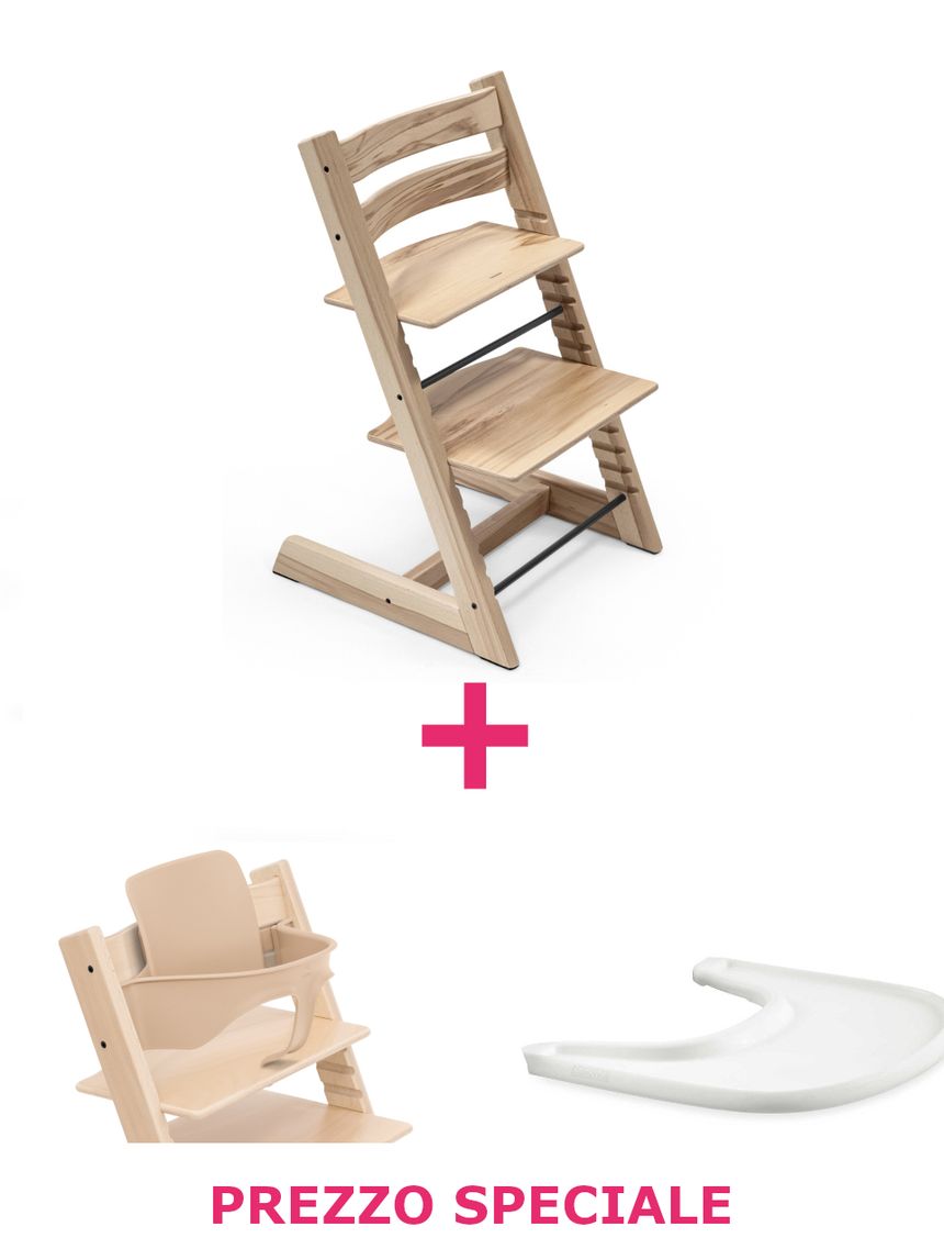 Tripp trapp® wild wood + babyset naturale + vassoio bianco – personalizzabile – stokke®