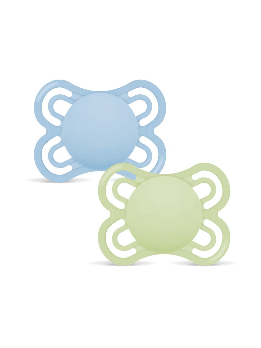 Mam perfect confezione doppia succhietto 2-6 mesi (set da 2), ciuccio mam 2-6 mesi in silicone per un sano sviluppo orale, azzurro/verde