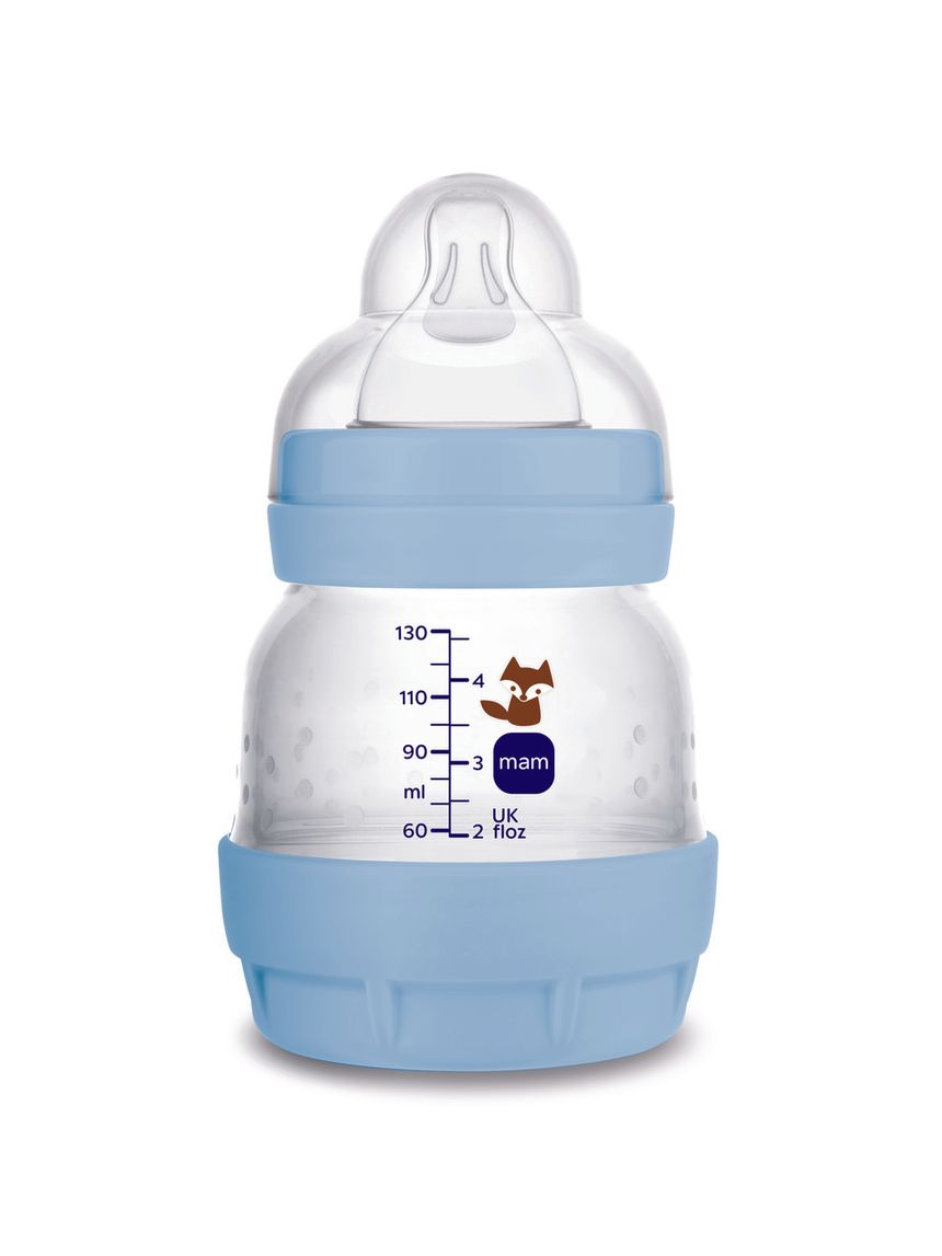 Mam biberon easy start 130 ml, biberon anticolica per allattamento misto che riduce le bolle d'aria e il rischio di coliche, azzurro