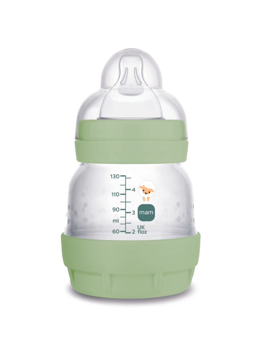 Mam biberon easy start 130 ml, biberon anticolica per allattamento misto che riduce le bolle d'aria e il rischio di coliche, verde