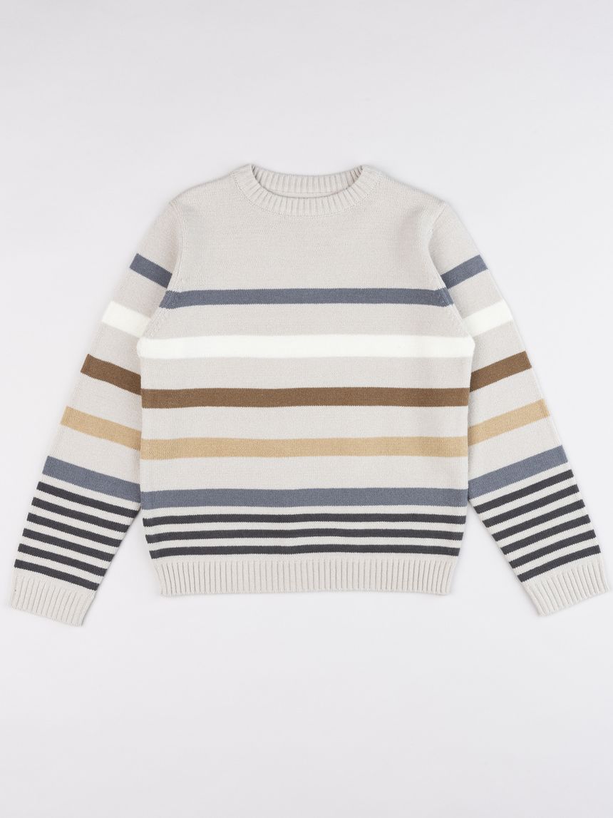 Maglia tricot bambino beige righe multicolor