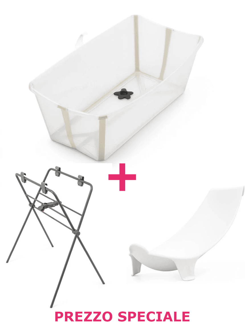 Flexi bath sandy beige + supporto per flexi e neonato a un prezzo speciale - stokke®