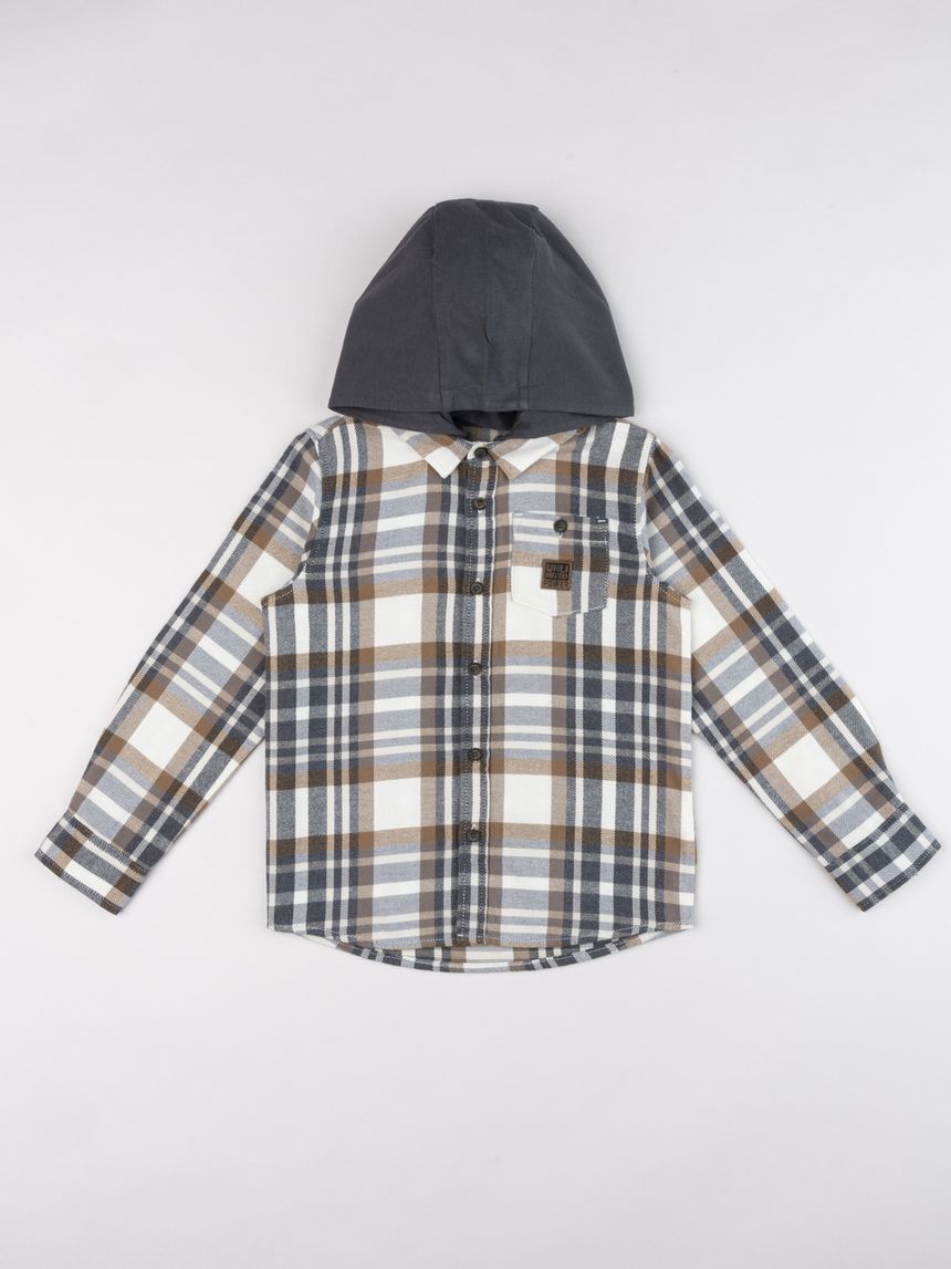 Camicia bambino in flanella con cappuccio removibile