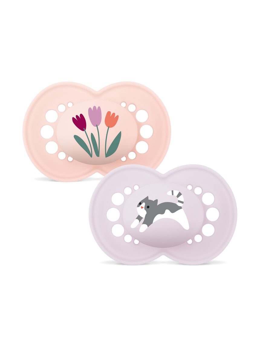 Mam original succhietto 16+ mesi (set da 2), ciuccio mam 16 36 mesi silicone con tettarella ortodontica, rosa/lilla