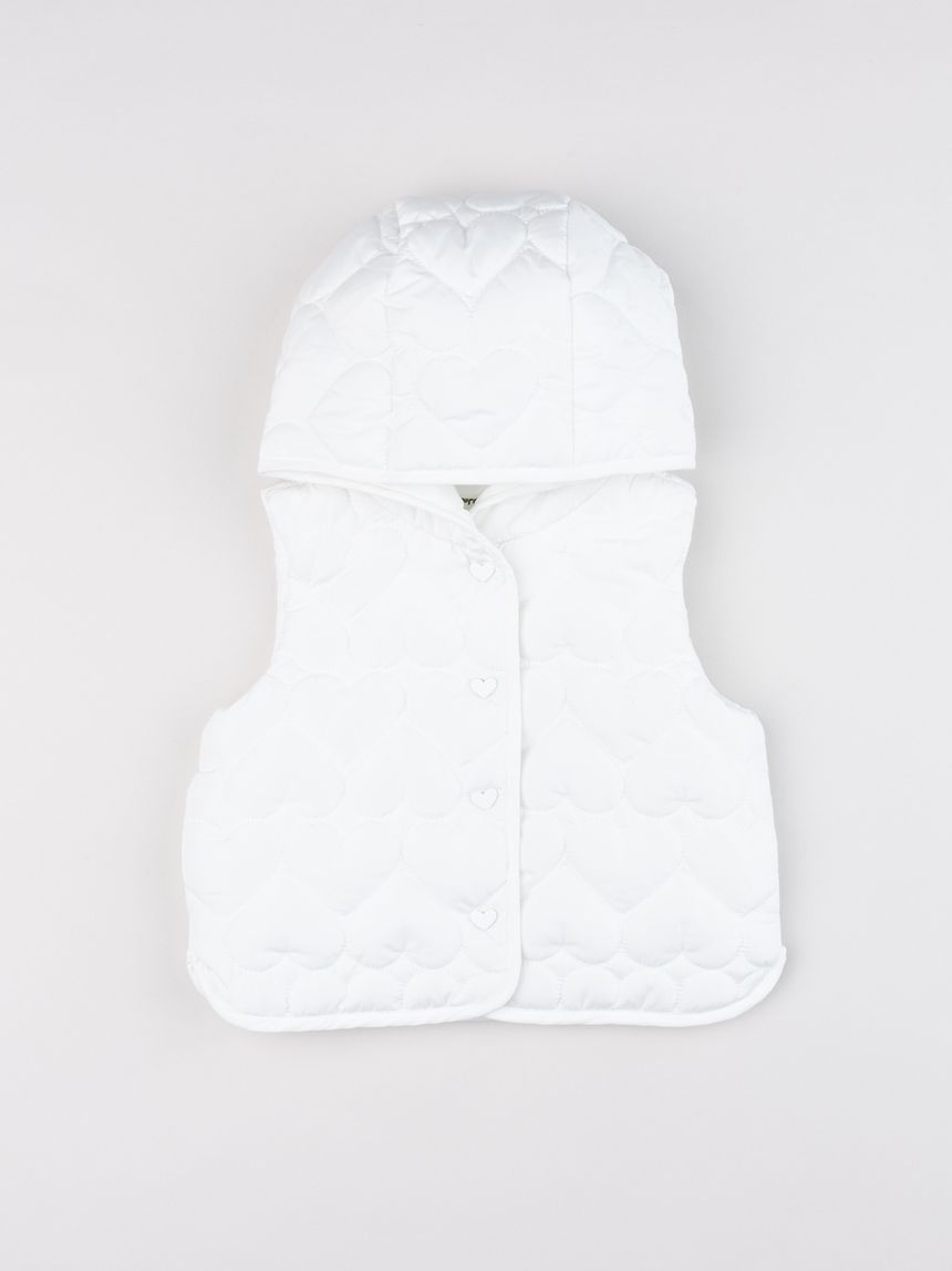 Gilet trapuntato bimba bianco a cuori