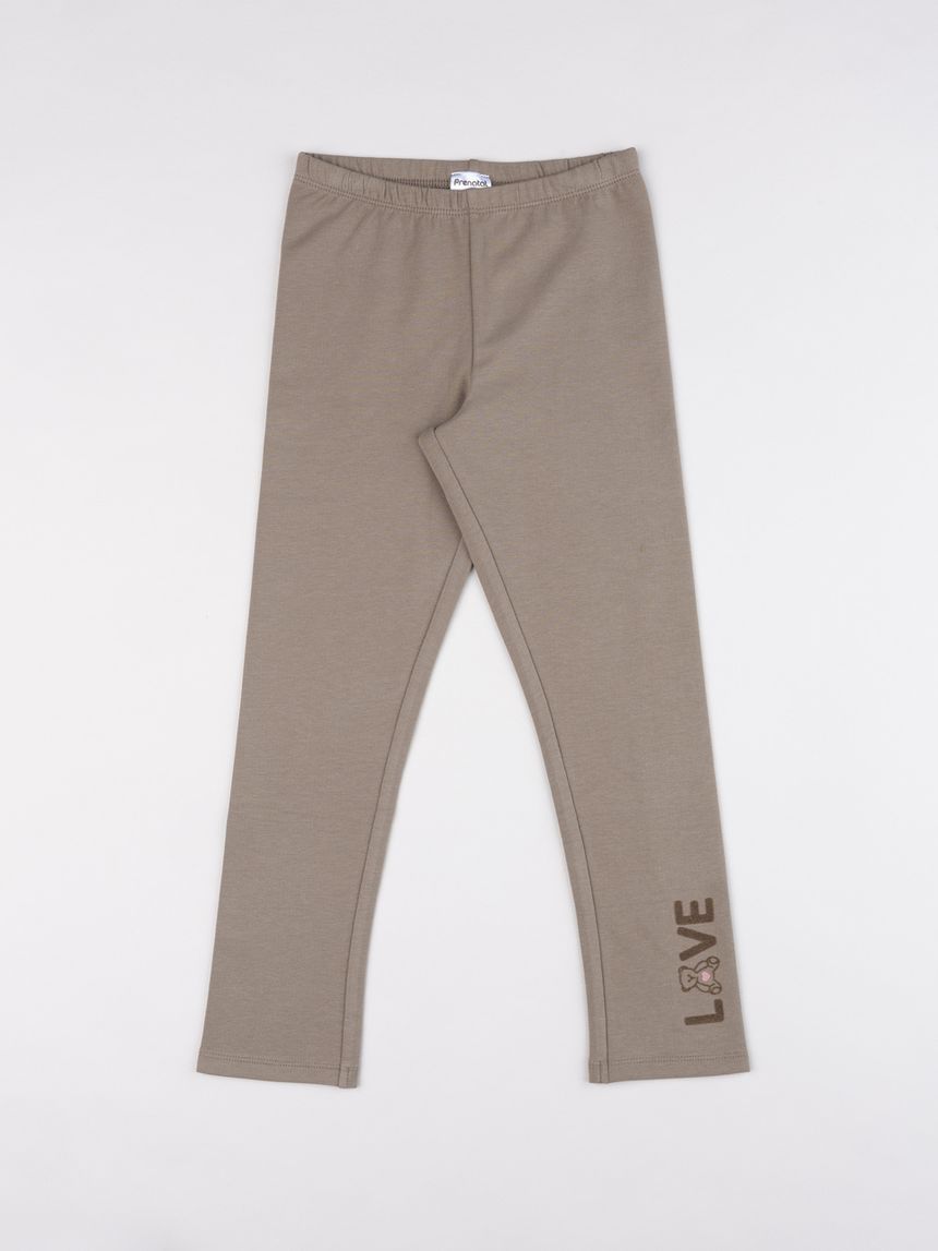 Legging bambina marrone stampa "love"