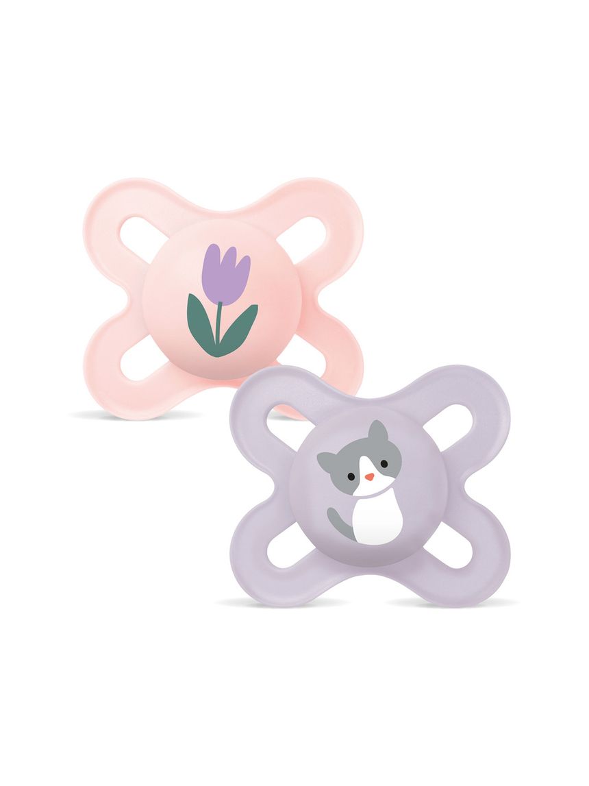Mam original start succhietto 0-2 mesi (set da 2), ciuccio mam 0-2 mesi con tettarella ortodontica in silicone, rosa/lilla