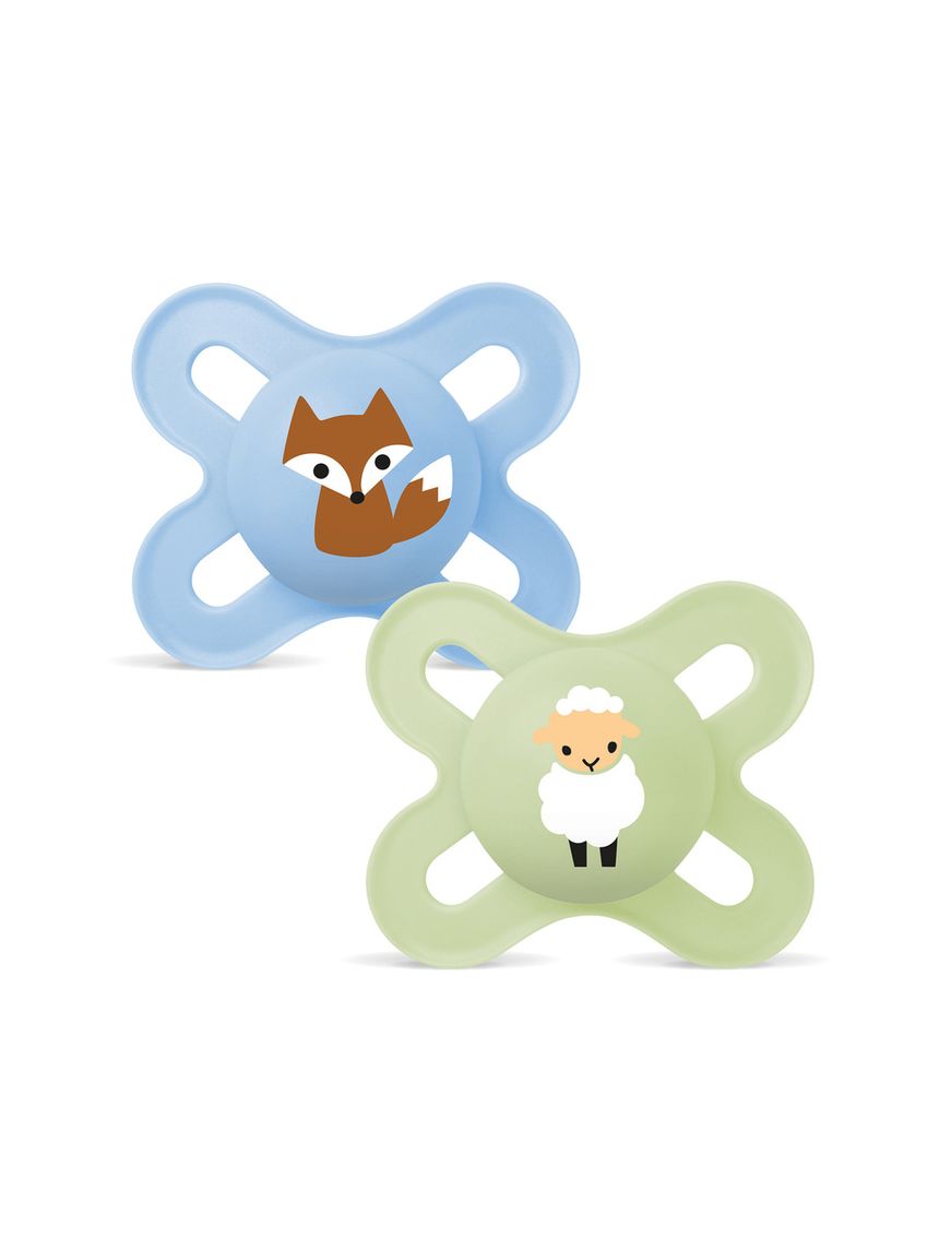 Mam original start succhietto 0-2 mesi (set da 2), ciuccio mam 0-2 mesi con tettarella ortodontica in silicone, azzurro/verde