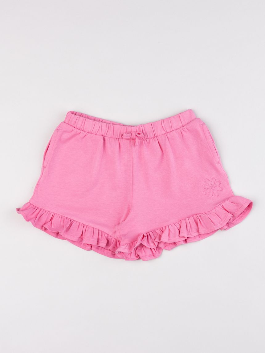 Shorts rosa bambina con volant