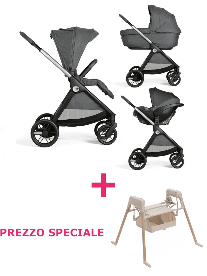 Trio bellagio 2 grand confort kory plus black satin + base e-lullaglide a un prezzo speciale