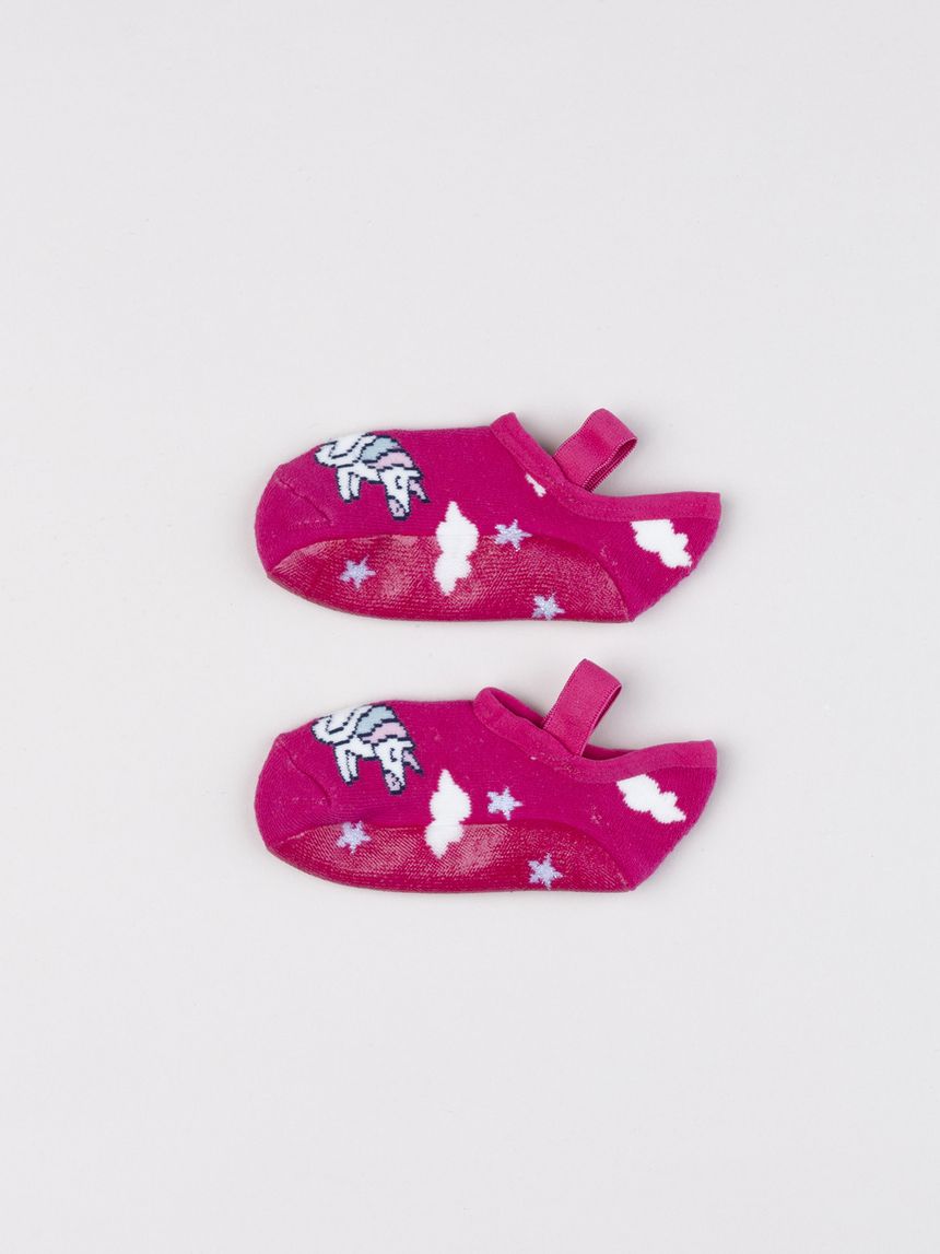 Calze ballerine antiscivolo bimba unicorni fucsia
