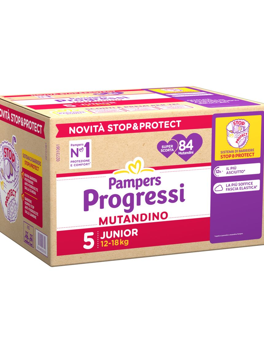 Pannolino progressi mutandino super scorta taglia 5 12-18kg 84 pz - pampers
