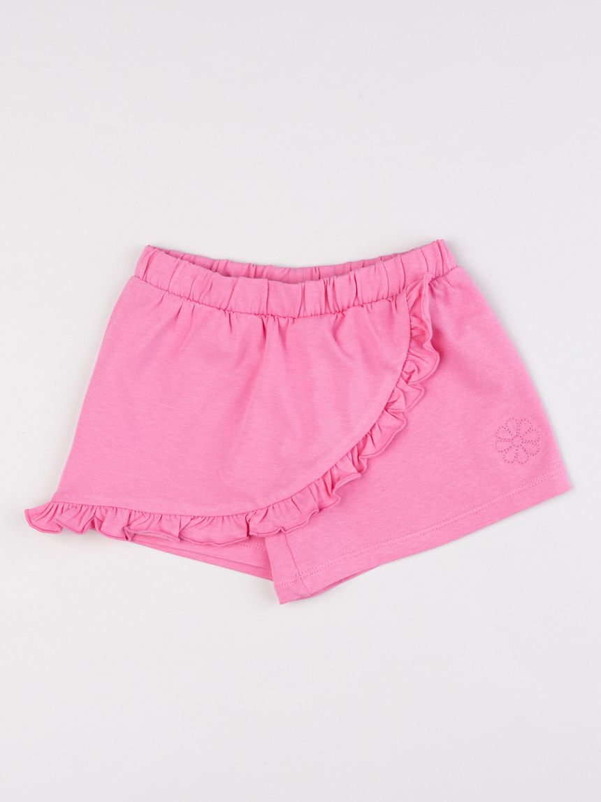 Gonna-pantalone rosa  bimba (skort) con volant