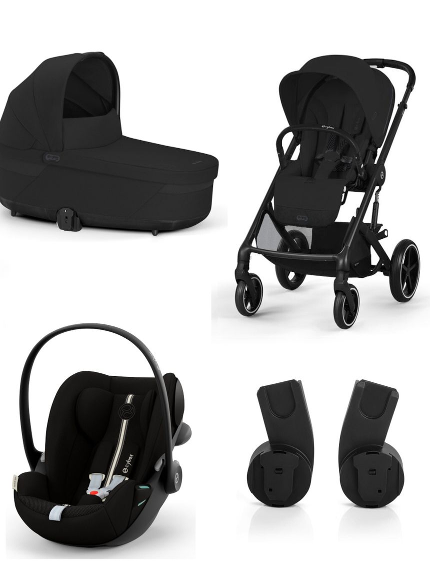Trio balios s lux blk moon black con navicella cots e seggiolino cloud g3 plus moon black + adatt.