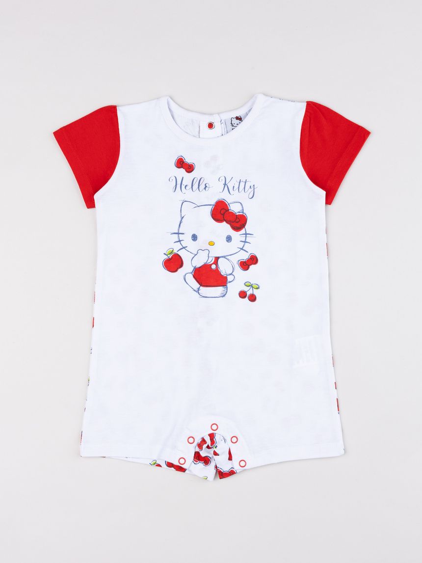 Pigiamone bimba hello kitty "cherry" bianco/rosso