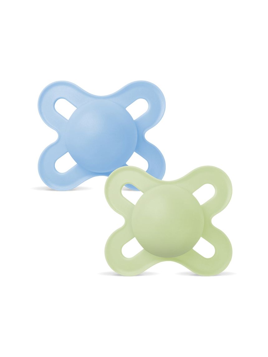 Mam original start succhietto 0-2 mesi (set da 2), ciuccio mam 0-2 mesi con tettarella ortodontica in silicone, azzurro/verde