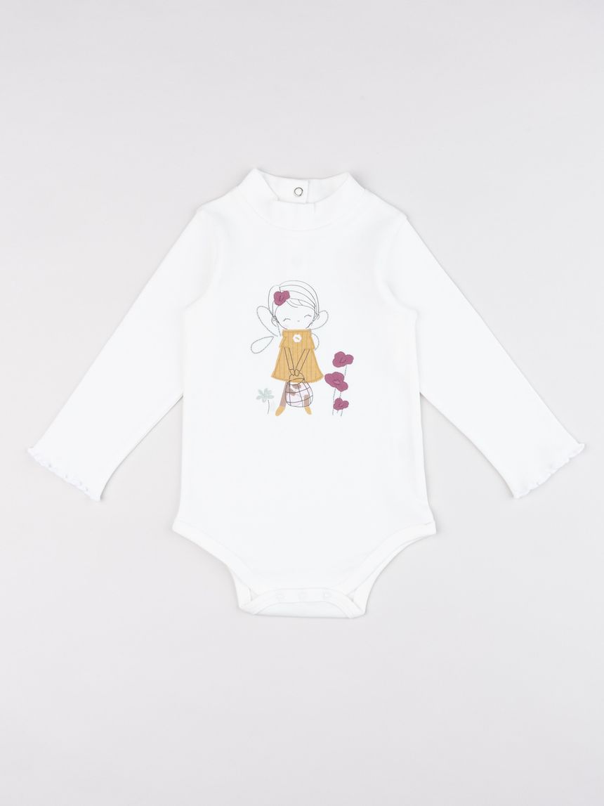 Body collo alto bimba bianco stampato