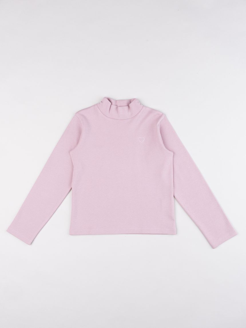 Lupetto bambina rosa cuore ricamato