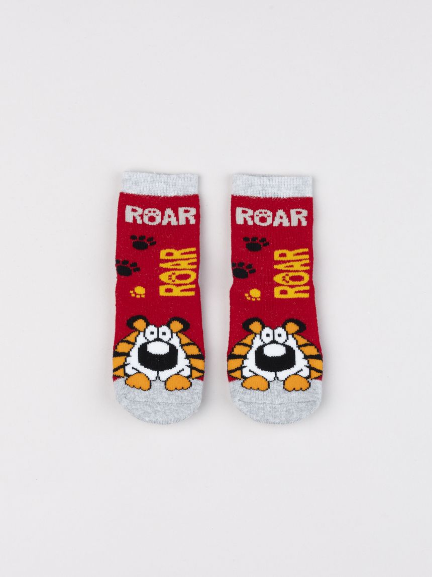 Calzini antiscivolo bimbo "roar" con tigre