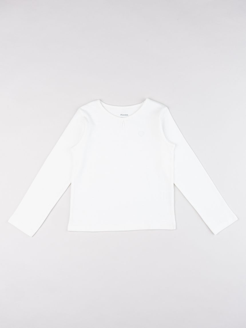 T-shirt a maniche lunghe da bambina bianco basic
