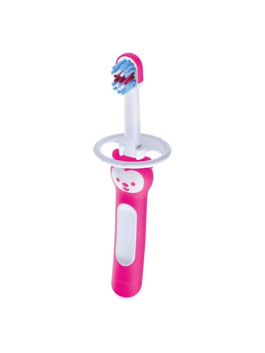 Mam baby's brush, spazzolino denti bambini 6+ mesi con impugnatura antiscivolo, spazzolino setole morbide per i primi dentini, rosa
