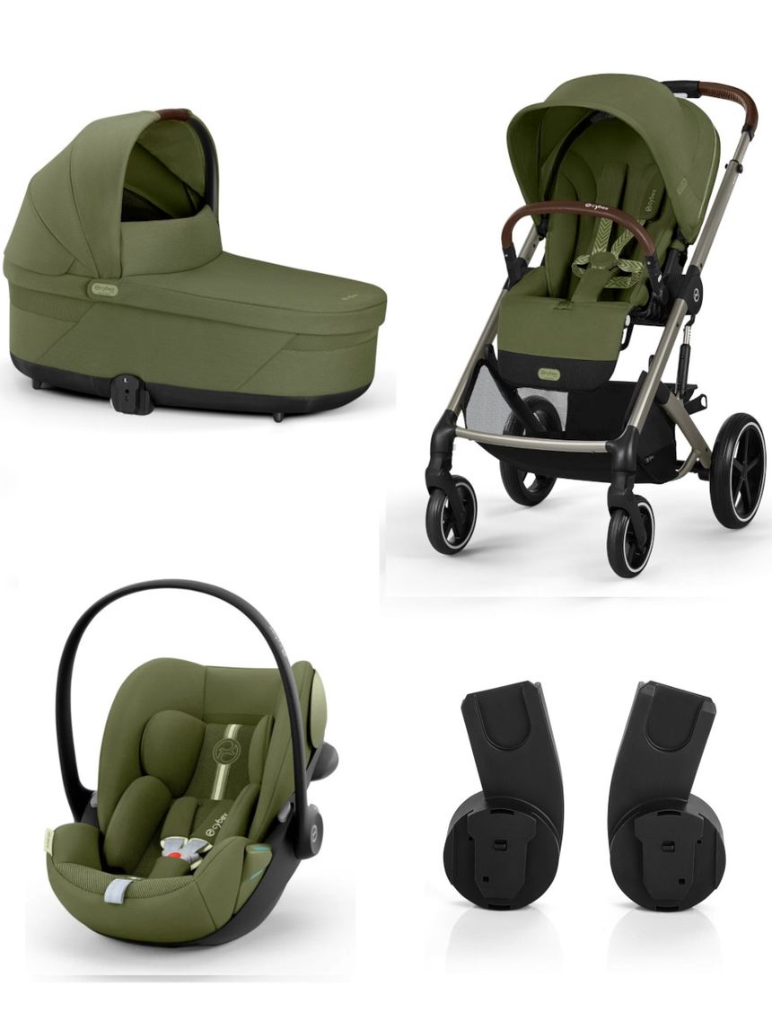 Trio balios s lux tpe moss green con navicella cots e seggiolino cloud g3 plus moss green + adatt. - cybex