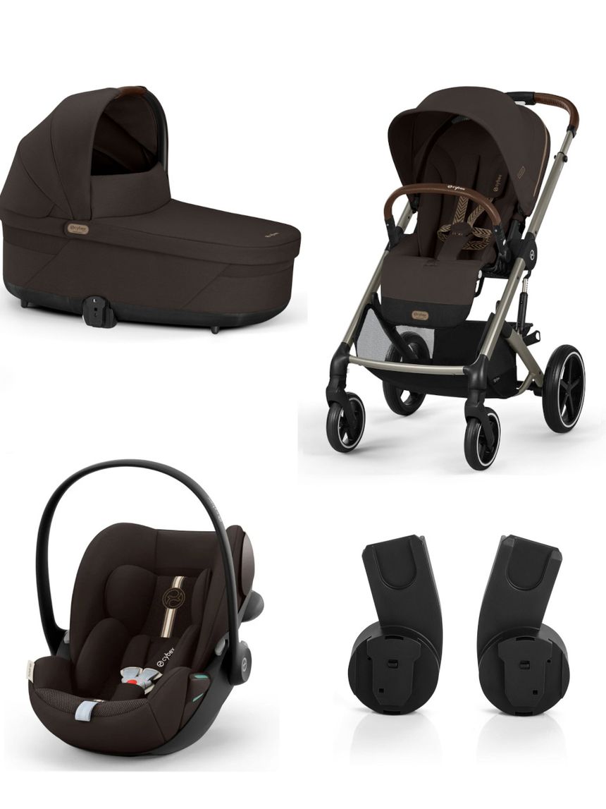 Trio balios s lux tpe chocolate brown con navicella cots e seggiolino cloud g3 plus chocolate brown + adatt. - cybex