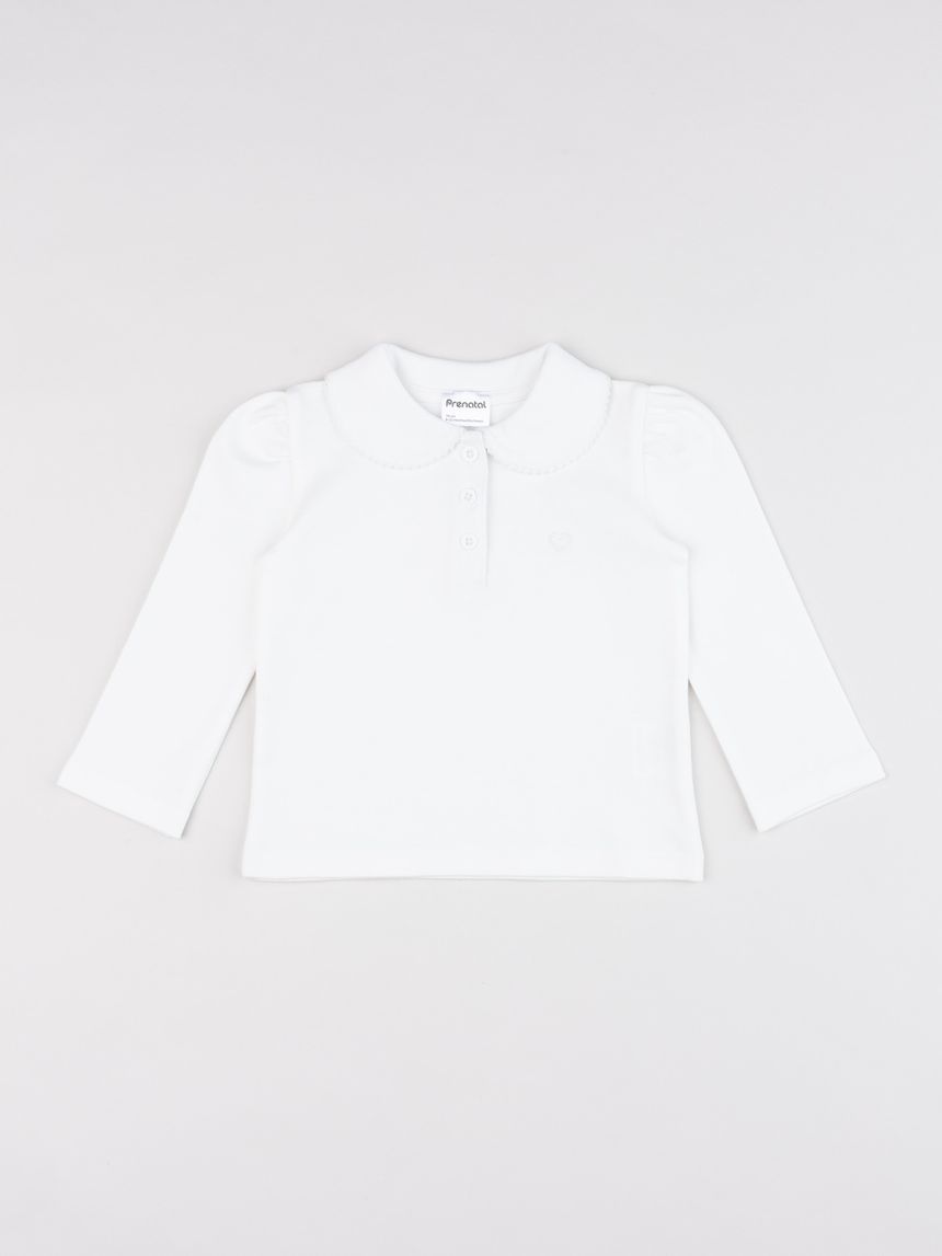 Polo bimba bianca con colletto