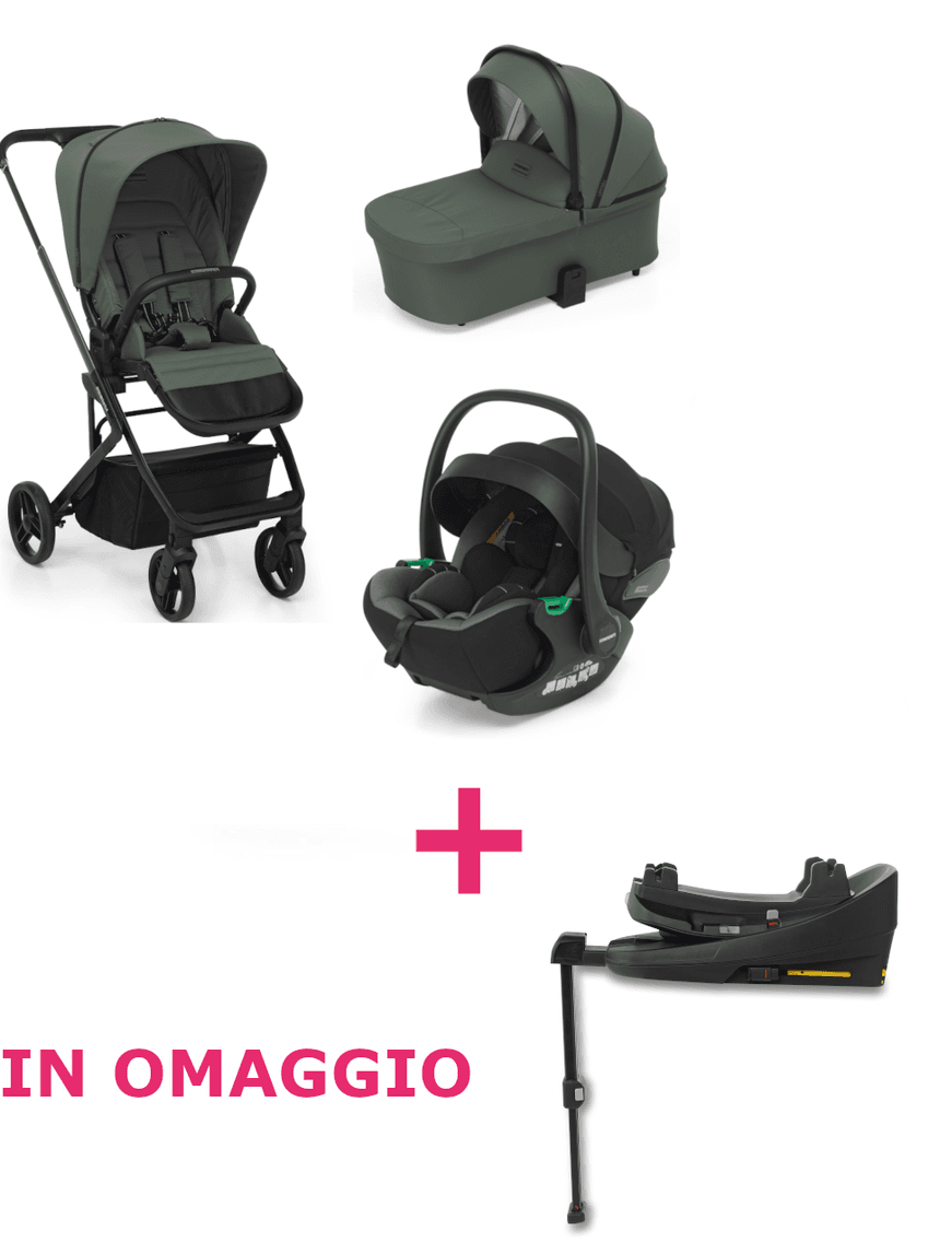 Trio tic toc olive + seggiolino rek black con adattatore + base rotante isize in omaggio - foppapedretti