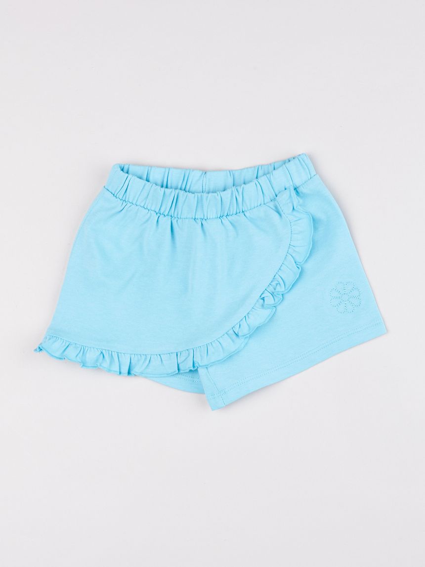 Gonna-pantalone azzurra bimba (skort) con volant