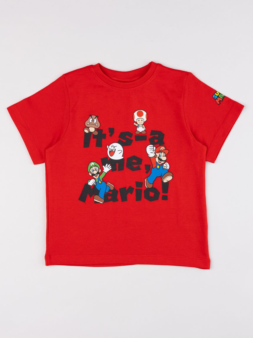 T-shirt rossa bambino super mario "it's-a me, mario!"