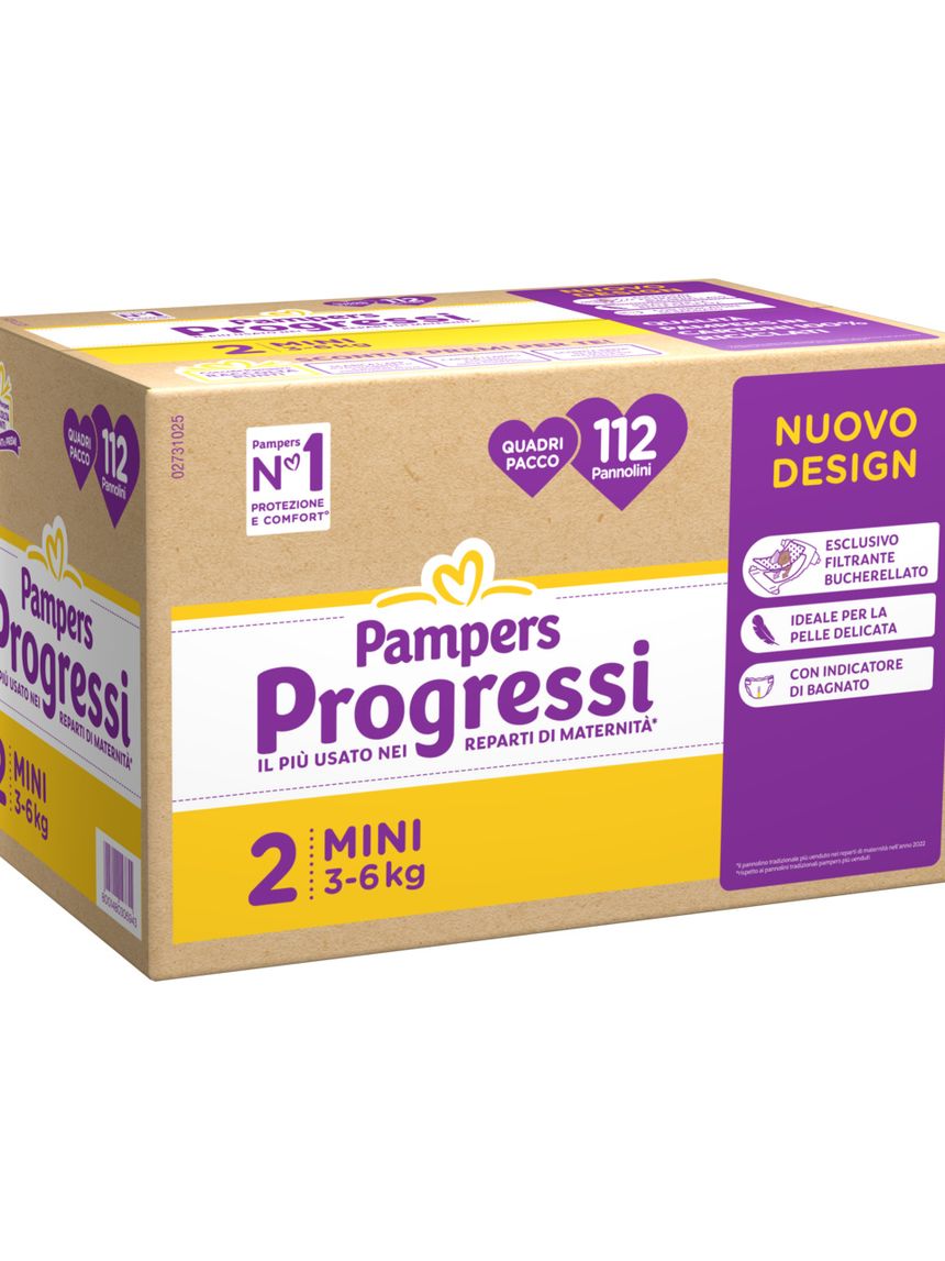 Pannolino progressi quadri pacco taglia 2 3-6kg 112 pz - pampers