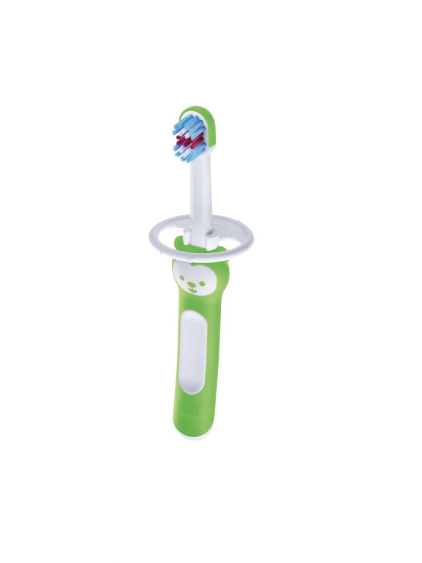 Mam baby's brush, spazzolino denti bambini 6+ mesi con impugnatura antiscivolo, spazzolino setole morbide per i primi dentini, giallo