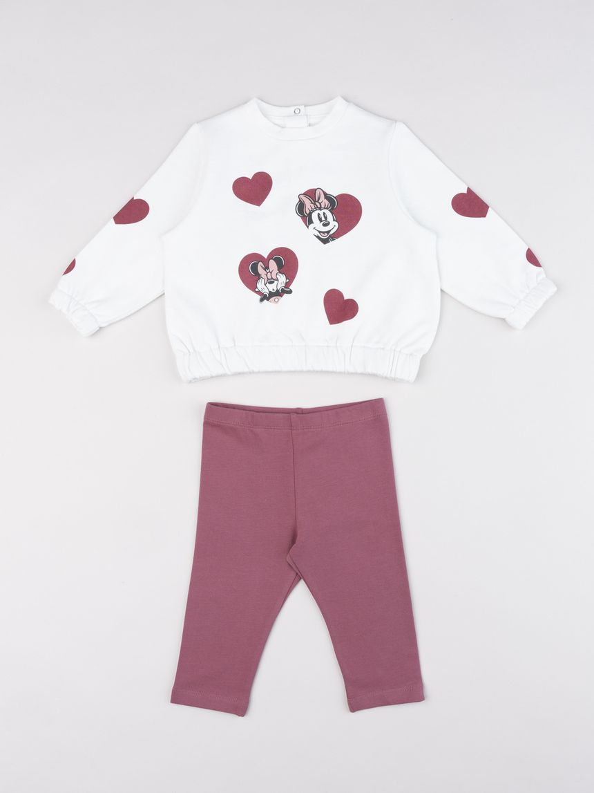 Completo neonata 2 pezzi felpa e leggings minnie