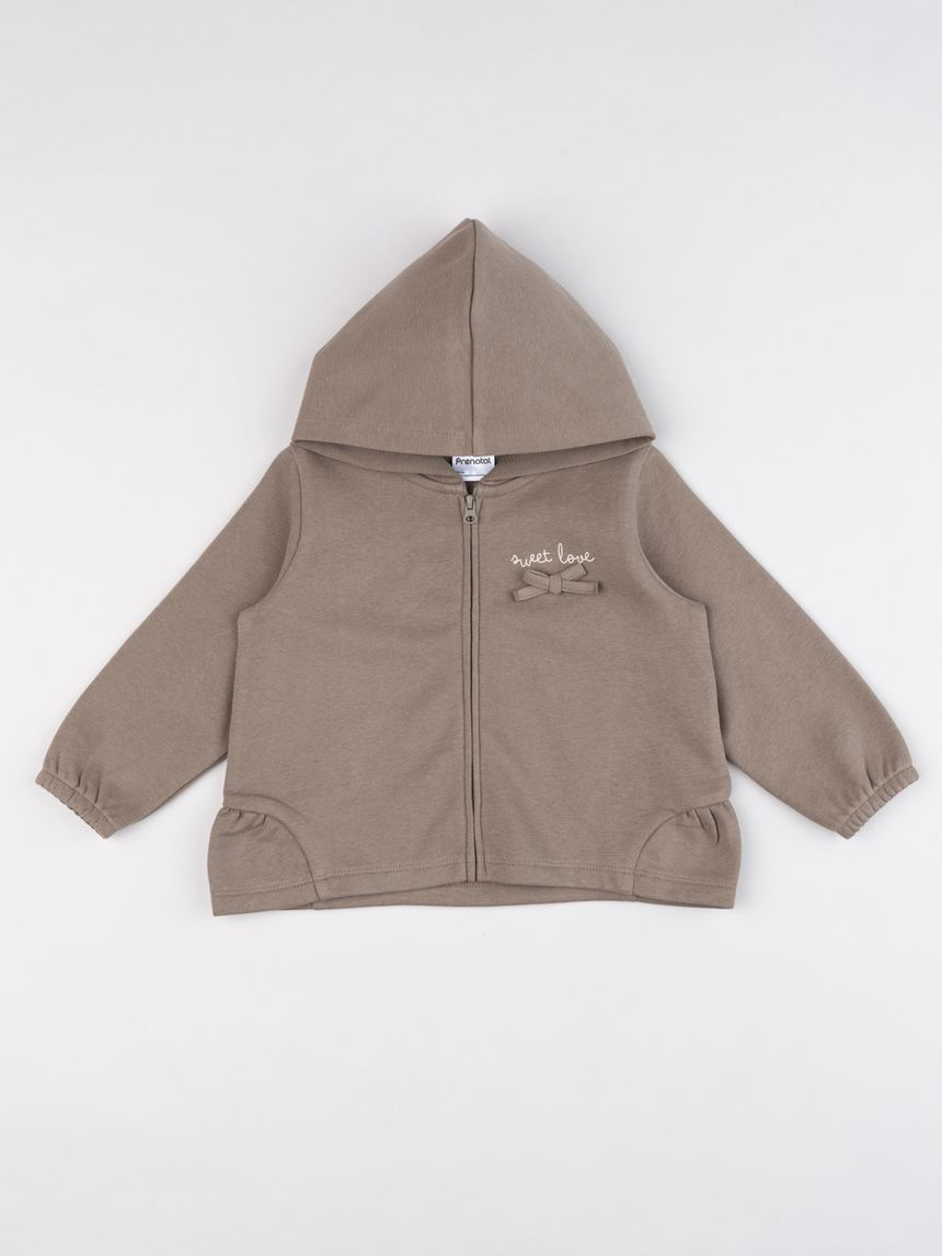 Felpa bimba con cappuccio marrone