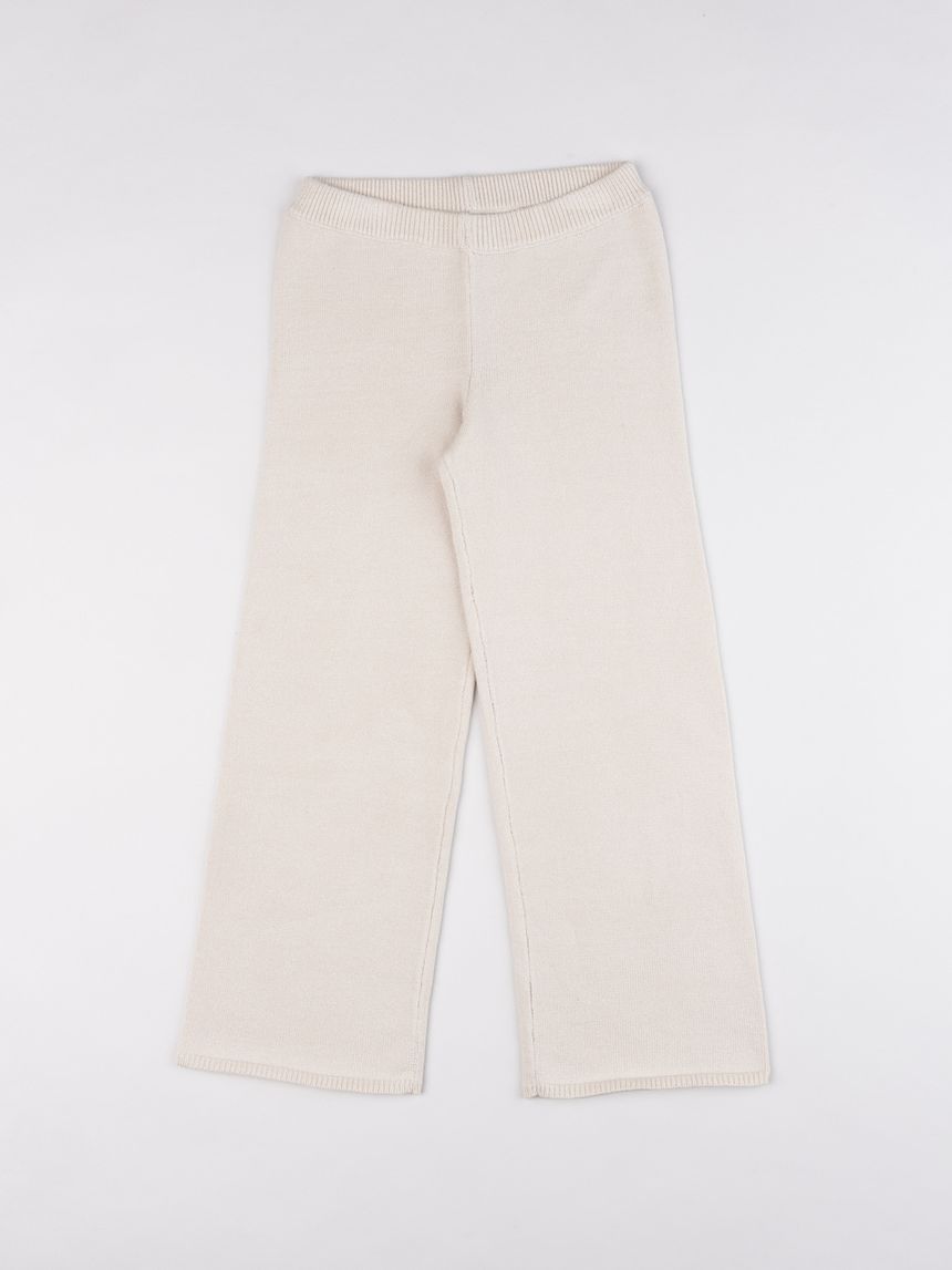 Pantalone palazzo tricot bambina beige
