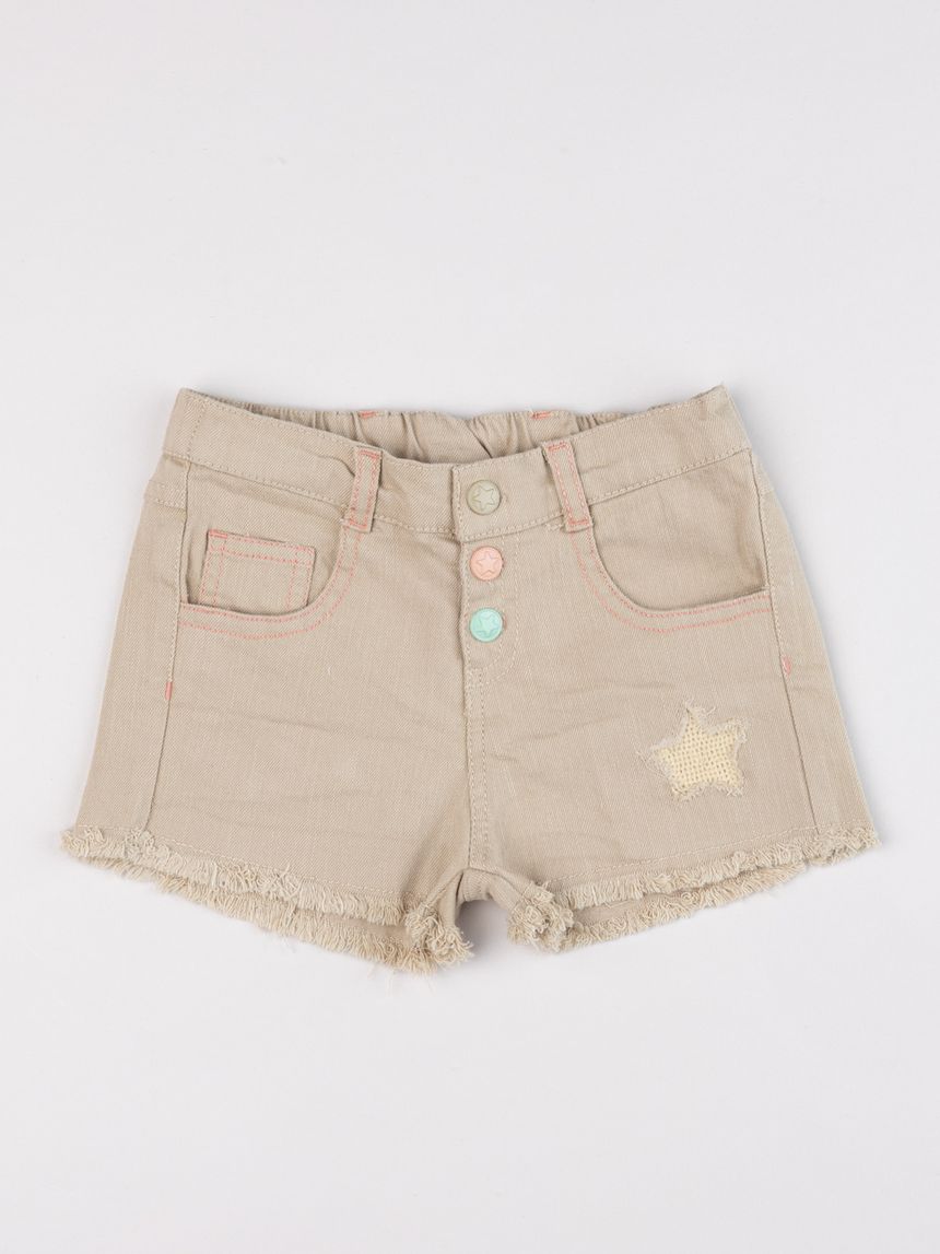 Shorts bimba marroni con applicazione stella