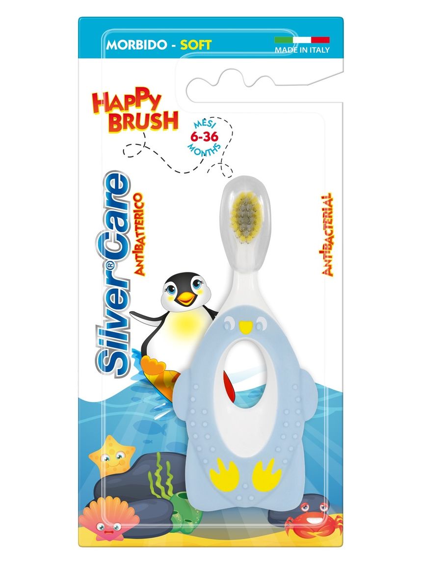 Spazzolino happy brush pinguino 6-36m - colori assortiti - silvercare