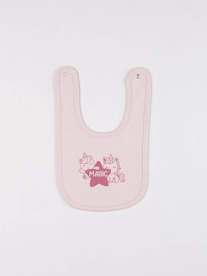 Bavaglino interlock neonata rosa unicorni