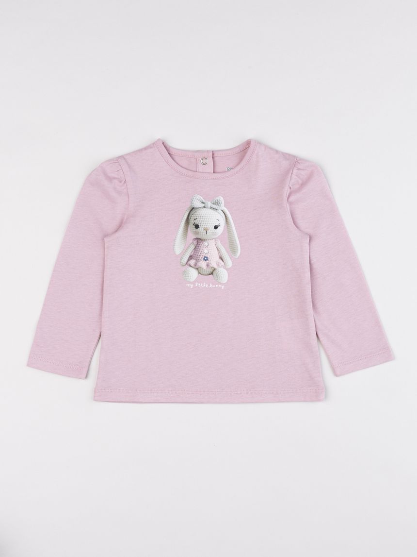 T-shirt bimba rosa stampata