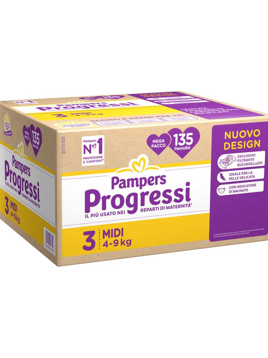 Pannolino progressi mega pacco taglia 3 4-9kg 135 pz - pampers