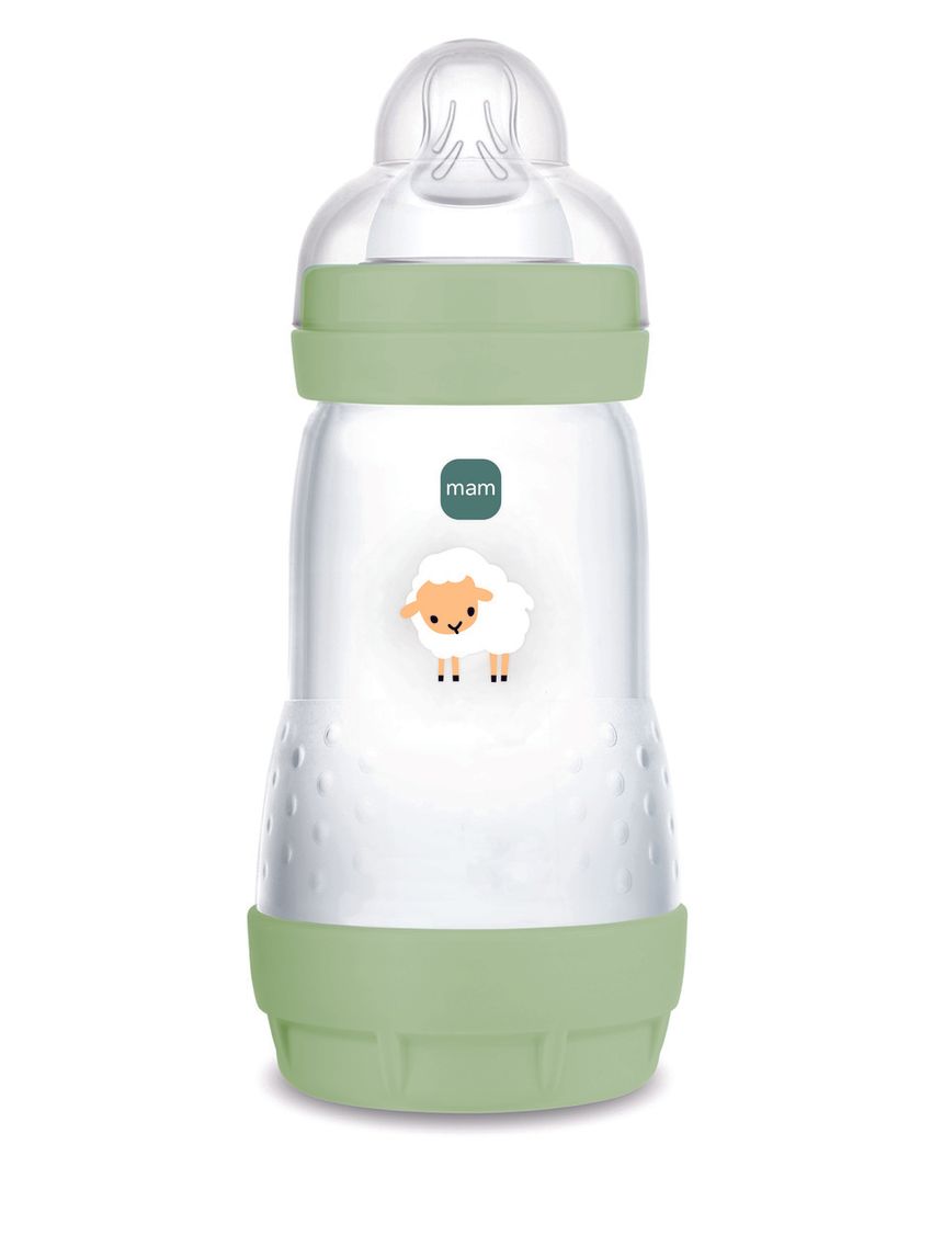 Mam biberon easy start 260 ml, biberon anticolica per allattamento misto, riduce le bolle d'aria e il rischio di coliche, verde, 2+ mesi