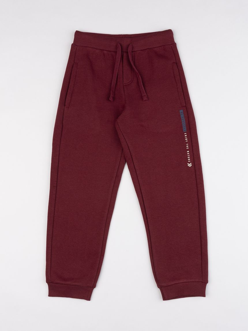 Pantalone felpato bambino bordeaux